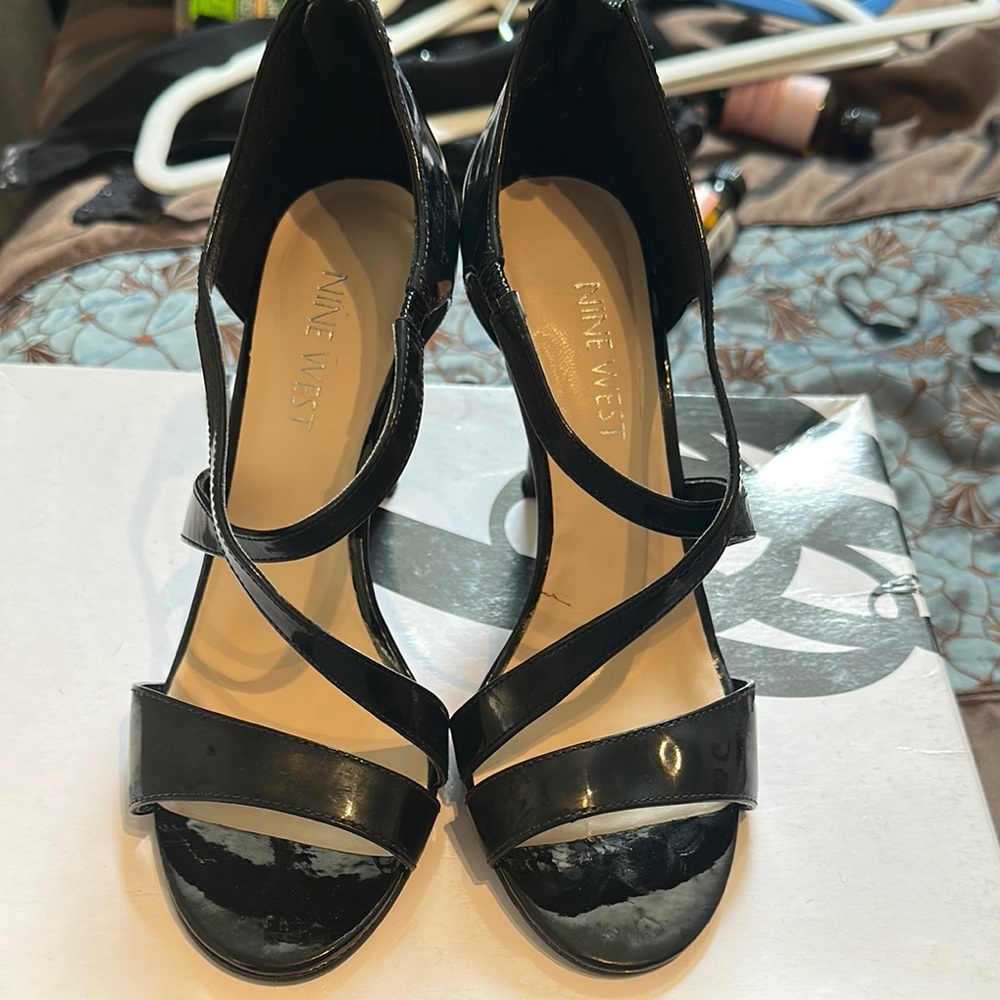 Nine West Black Strappy Heels